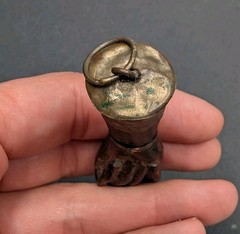 Vintage Carved Wood Figa Hand Mano Fist Protection Lucky Talisman Charm Pendant