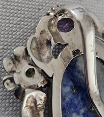 Vtg Sterling Silver 925 Large 2.5″ Ornate Lapis Lazuli Pendant Clip Signed 30g