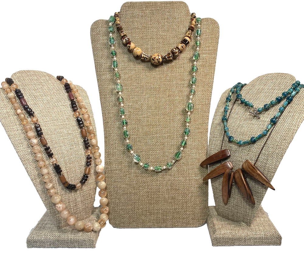 Vintage Necklace Choker Lot Art Glass Wood Milky Lucite Boho Chic More Lot of 6