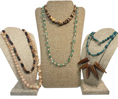 Vintage Necklace Choker Lot Art Glass Wood Milky Lucite Boho Chic More Lot of 6