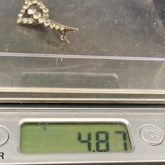 Vintage Heart Rhinestones Sterling Silver 935 Brooch Pin