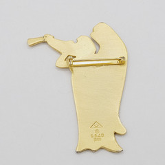 Glorious Figural Trumpeting Angel Gold Tone Hallmarked 1989 Vintage Brooch Pin