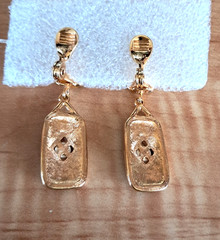 Vintage Monet Black Enamel Gold Tone Pearl Dangle Drop Clip On Earrings