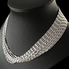 VINTAGE SARAH COVENTRY Women’s Choker 8 Strand Silver Tone Aluminum 15 in