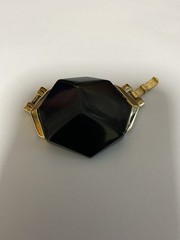Vintage Trifari Black Rhinestone & Gold Tone Pendant – No Chain, Rare