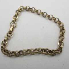 Vintage Rolo Chain Bracelet Ridged Gold Tone