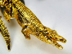 Vintage GG HARRIS Gold Plated Fine Pewter Pins #600 Alligator & #493 Lion