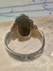Lady face ring art deco nouveau Italy pinky turquoise size 3 silver signed 800