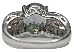 Gorgeous JTV Sterling 925 Mystic Fire Green Topaz Rhodolite Ring SZ 6 4.11CTW 4G