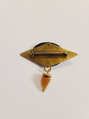 Vintage 90’s Mixed Metals Celestial Sun Brooch Polished Stone/Glass Dangle Charm