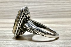 Vintage Designer Sterling Silver & Gold Brown Faceted Quartz Ring, Size 9.75