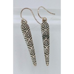 Vintage 90s Sterling Silver 925 Geometric Tribal Tattoo Dangle Earrings Thailand