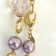 Vtg KJL Kenneth Jay Lane Long Bead Faux Pearl Necklace Faceted Lilac Signed