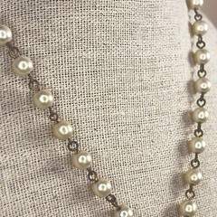 Vintage Rose Faux Pearl Bronze Necklace Y2K Era Icing Brand Retro Pinup Wedding
