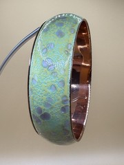 Matisse Renoir Copper Enamel Bangle Bracelet Green / Aqua Mid-Century Modern