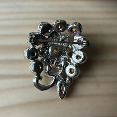 Vintage 1940s Kandell Marcus Flower Brooch Pin 2 Inch Clear Crystals Elegant MCM