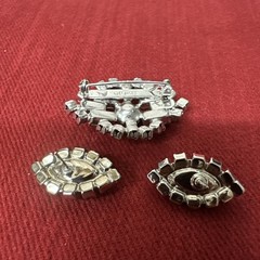 Unique “Made In Austria” Vtg. Rhinestone Brooch And Earrings Set Silver Tone