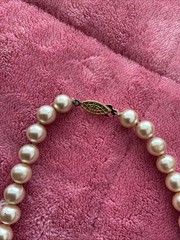 Vintage Nephrite Jade Bead Necklace Silver Clasp AND Faux Pearl Necklace