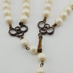 Vintage Double Strand Faux Pearl Necklace Adjustable Hook Clasp 1950s