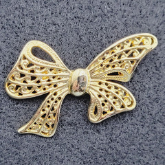 AAI Filigree Bow Jewelry Gold Tone Ribbon Pin Vintage 1990s Brooch Signed