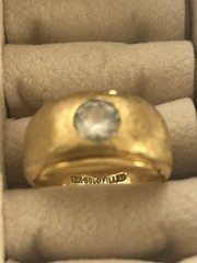 Vintage 10K Gold Filled Men’s Nugget Ring-9 GRAMS-Flush Set Clear Stone–Size 9