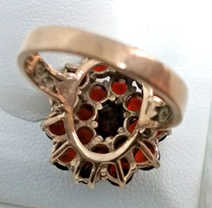 Vintage 1950’s Bohemian Red Garnet Cluster 14K Gold Ring – 6 Grams