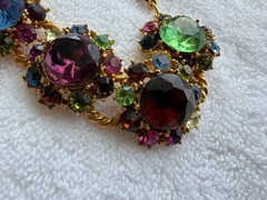 R.J. Graziano Multi-Colored Rhinestone Link Bracelet Vintage 7-8″ Adjustable