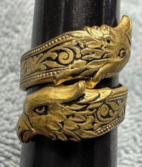 VTG Spain Metal Coiled Ring Double Eagle Head Scroll-work Size 7 RD5