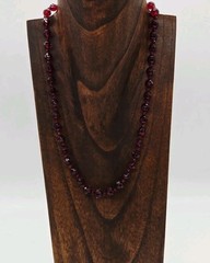 Chaps Necklace Red Faceted Beaded Silver tone Couture Vintage 21 in