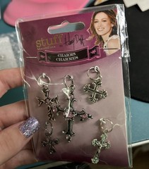 Vintage 2007 Stuff by Hilary Duff Cross Charms Pink Rhinestone Y2K Deadstock New