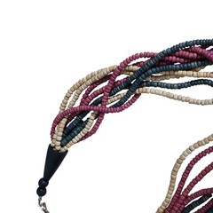 Vintage Multi Strand Beaded Necklace Signed Casual Corner Boho Tribal Wood Beads