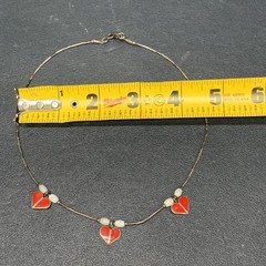 Vintage Triple Heart Choker Necklace Sterling Silver Hearts And Beads, Artisan.