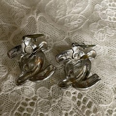 Vintage Silver Tone Clip On Earrings Jewelry JMS-27