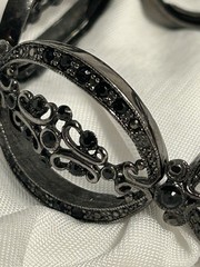 Monet link bracelet black crystal filigree marcasite Victorian Gothic glam art
