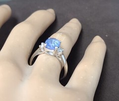 14K white gold engagement ring 2.21ct. Natural Untreated Blue Sapphire Cushion