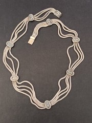 Vintage Silver Necklace Multi Chain Niello Station Layered 925 Ethnic Wide Old