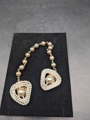 Vintage Double Heart Fur Clip With Faux Pearls