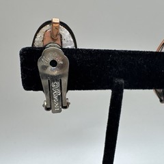 VINTAGE MATISSE RENOIR EARRINGS CLIP ON ENAMEL RED WHITE SIGNED COPPER 1 1/4″
