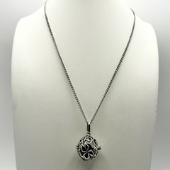 Vintage Silver Tone Cage Pendant Necklace 20 Inch Chain Y2K