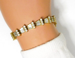Sterling Silver 925 Vermeil Fancy CZ Tennis Bracelet Baguettes & Rounds ~ 7 1/4″