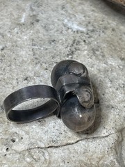 56. Vintage MEXICO Silver Los Cocos Two Balls Old School Ring 5.8g, 5.25s