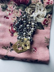 Vintage 1920s | Art Deco Floral And Pearl Fashion Scarf Clip | Ships As Pictured
