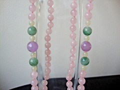 VINTAGE 12mm AMETHYST 10mm AVENTURINE JADE 8mm ROSE QUARTZ ENDLESS BEAD NECKLACE