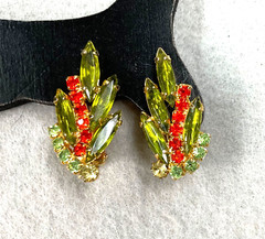 Mid-Century Pin & Earring Set Uranium Stones Prong Set Boho Artsy Retro Vintage