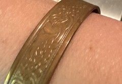 Vintage Copper Tone Floral Etched Adjustable Cuff Bracelet