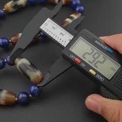 Vintage Tibetan Agate & Lapis Lazuli Necklace Zigzag Pattern Beads 22in