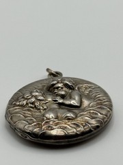 Antique Unger Brothers Unsigned Loves Dream Sterling Silver Locket Pendant
