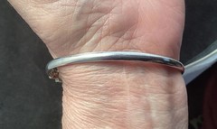 White Fire opal 5 stone hinged sterling silver vintage bangle Bracelet
