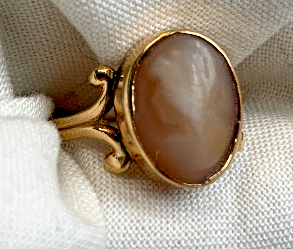 Antique 14K Yellow Gold Carved Silhouette Ring 2g Fine Jewelry Size 6.5 Band