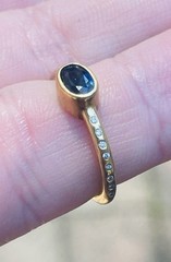 Robin Rotenier 20k Yellow Gold Sapphire & Diamond Ring Size 5.75